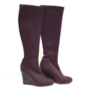 Charles David Knee High Form Fitting Wedge Boots